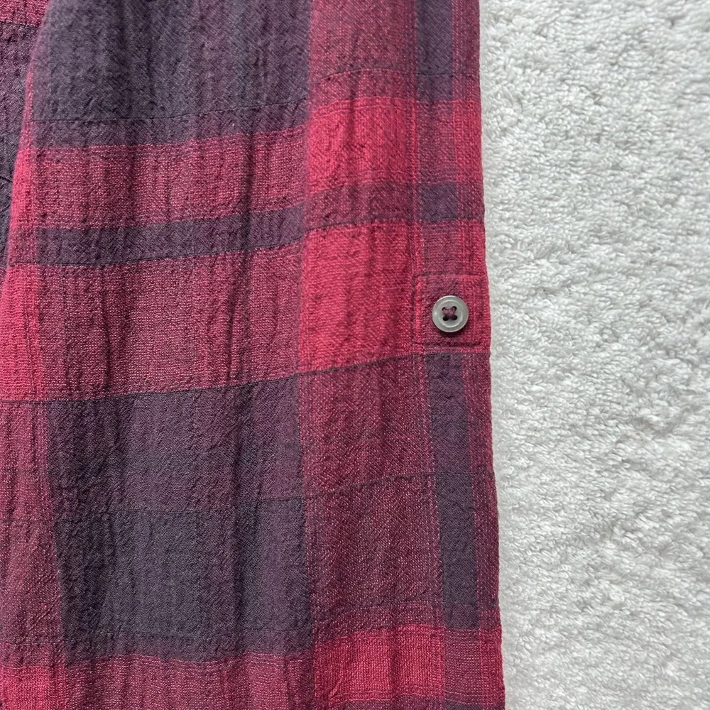John Varvatos Mens Size M Red Seersucker Long Sleeve Button Up Cotton Shirt (T4)
